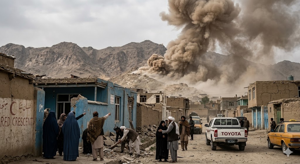 काबुल में हवाई हमले के बाद का दृश्य और धुएं का गुबार "Kabul Airstrike News"