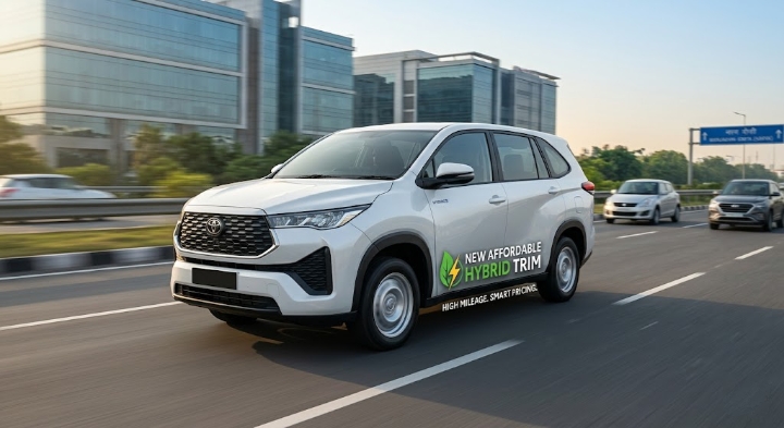 टोयोटा इनोवा हाईक्रॉस हाईब्रिड नया सस्ता मॉडल सड़क पर