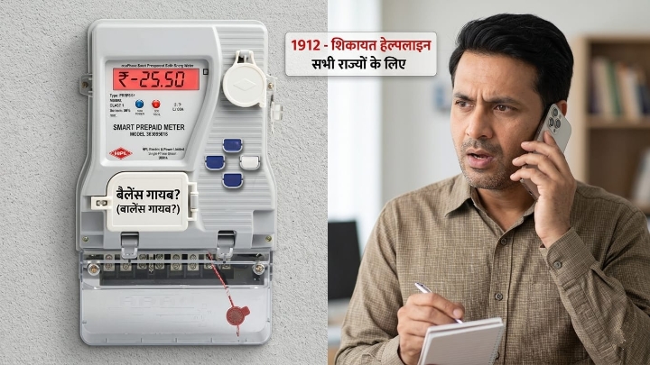 स्मार्ट मीटर पर बैलेंस काटने की शिकायत करते हुए व्यक्ति|