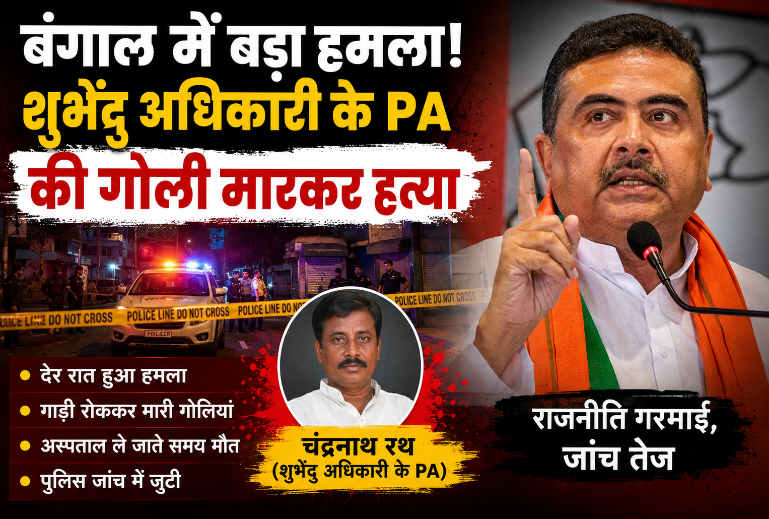 शुभेंदु अधिकारी के PA हत्या केस की न्यूज इमेज 
