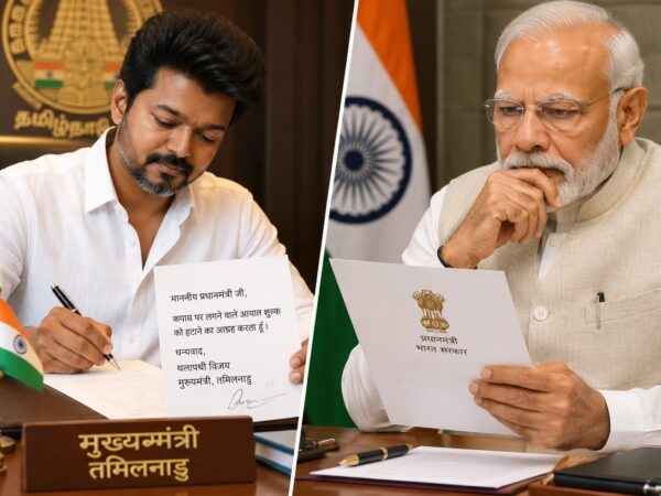 विजय पीएम मोदी को पत्र लिखते हुए|