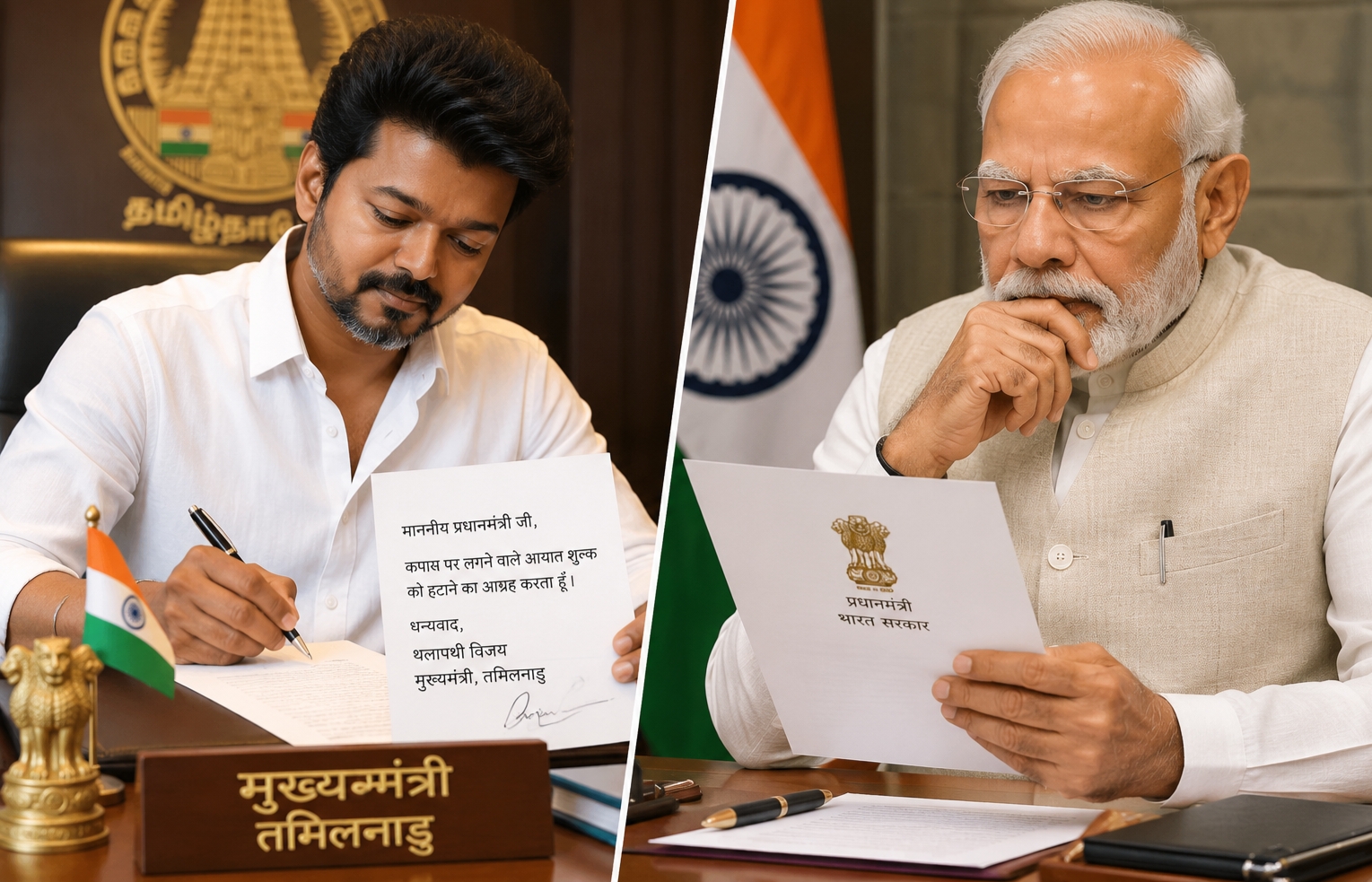 विजय पीएम मोदी को पत्र लिखते हुए|