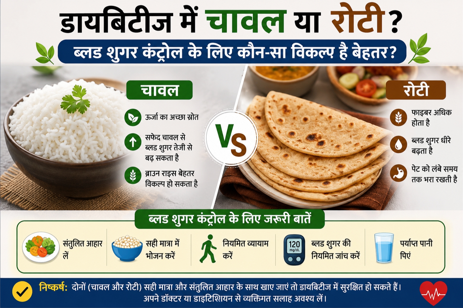 डायबिटीज में चावल या रोटी कौन बेहतर हैं