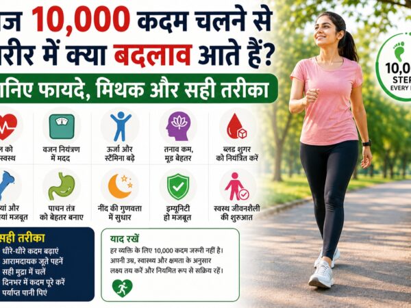 रोज 10,000 कदम चलते हुए व्यक्ति पार्क में वाक करता हुआ.