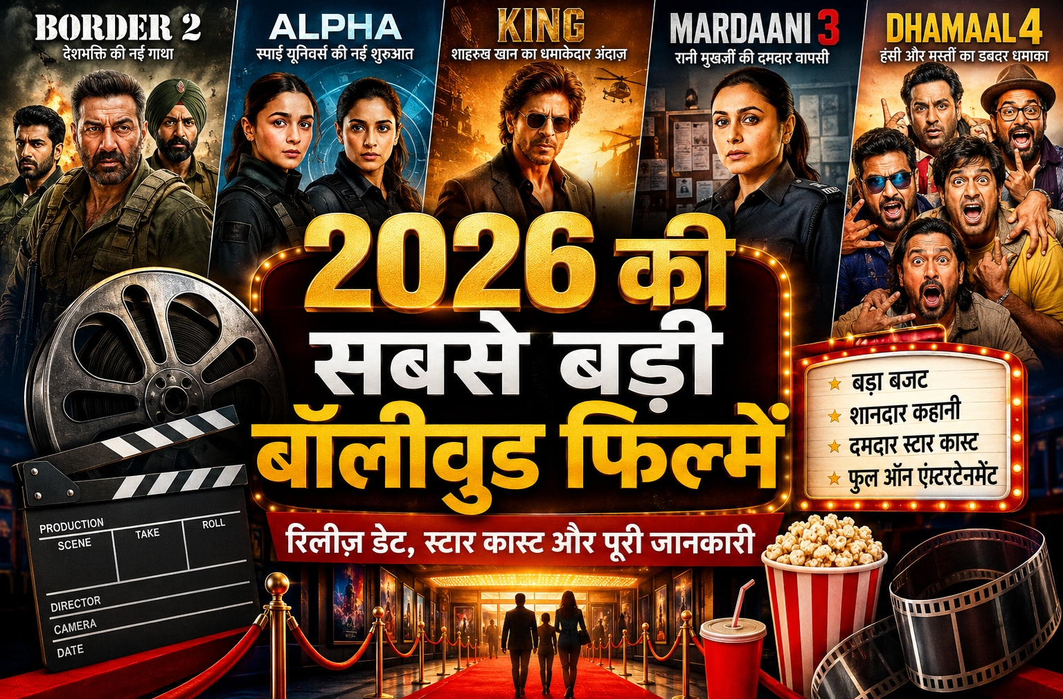 2026 की सबसे बड़ी बॉलीवुड फिल्मों का पोस्टर|