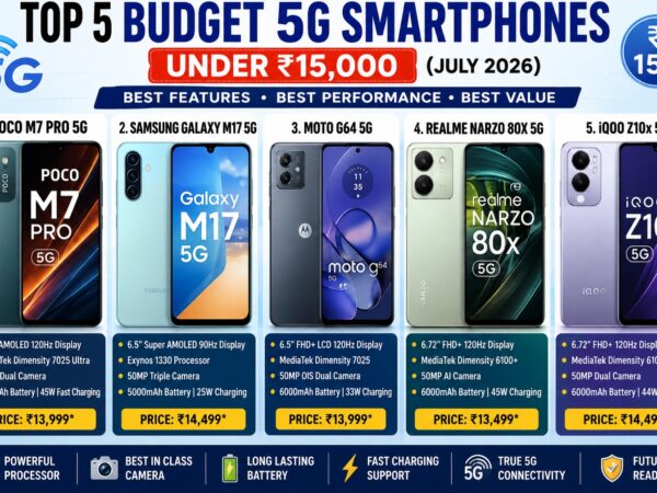 Best Budget 5G Smartphone Under रु.15,000 July 2026