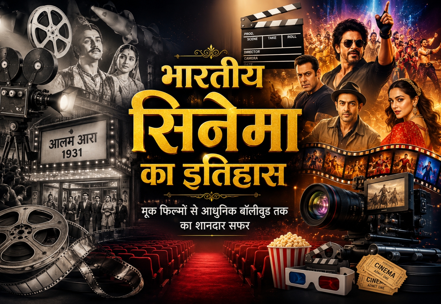 भारतीय सिनेमा के इतिहास को दर्शाता चित्र.