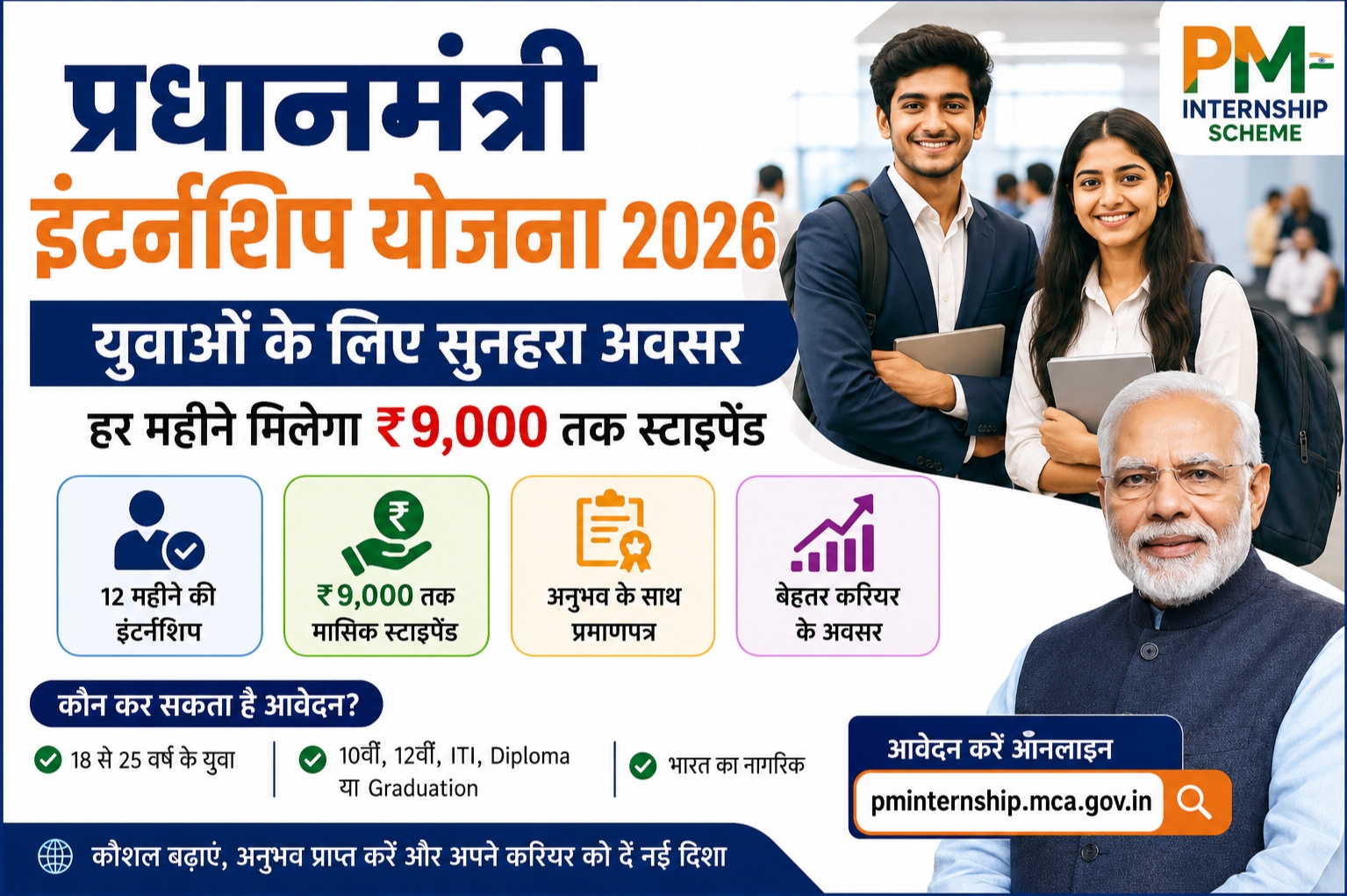 प्रधानमंत्री इंटर्नशिप योजना 2026 की जानकारी.
