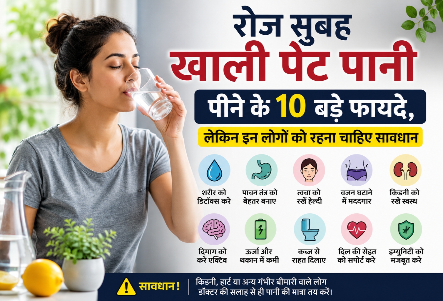सुबह खाली पेट पानी पिटे हुए व्यक्ति