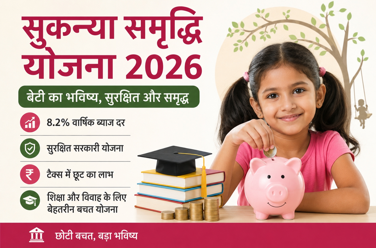 सुकन्या समृद्धि योजना 2026 में बेटी के भविष्य के लिए निवेश करती महिला.