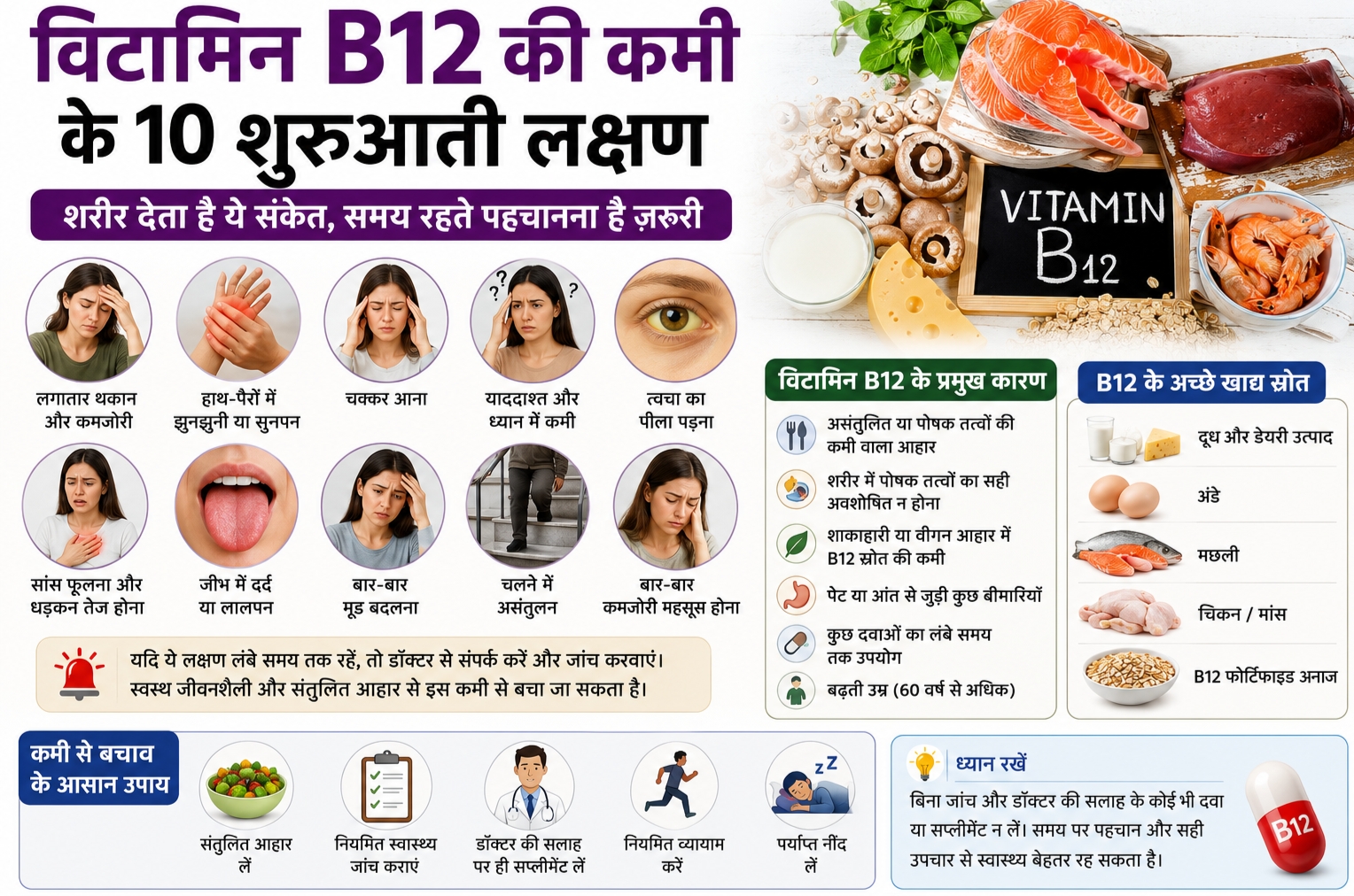 विटामिन B12 की कमी के लक्षण|