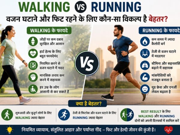 Walking Vs Running की तुलना.