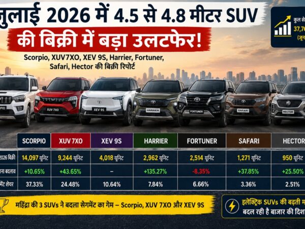जुलाई 2026 में 4.5 से 4.8 मीटर SUV की बिक्री.