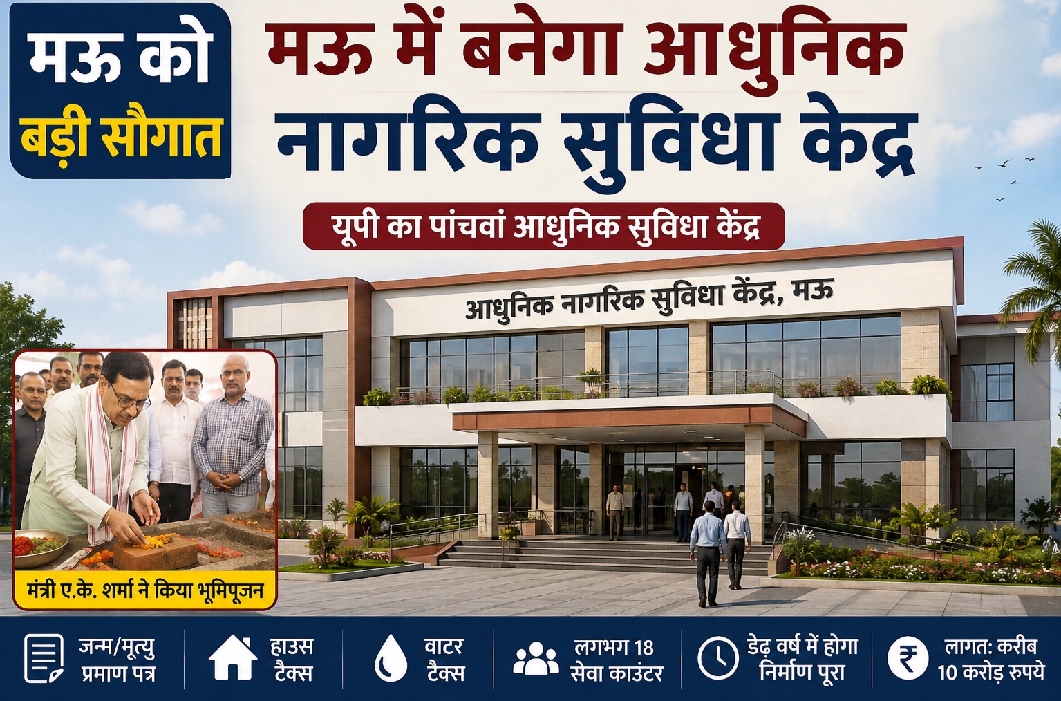 मऊ में बनने वाला आधुनिक नागरिक सुविधा केंद्र.