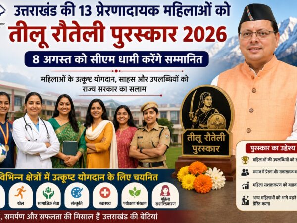 तीलू रौतेली पुरस्कार 2026 में 13 महिलाओं को सम्मान.