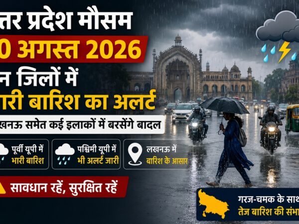 10 अगस्त 2026 को उत्तर प्रदेश में भारी बारिश और मौसम का अलर्ट.