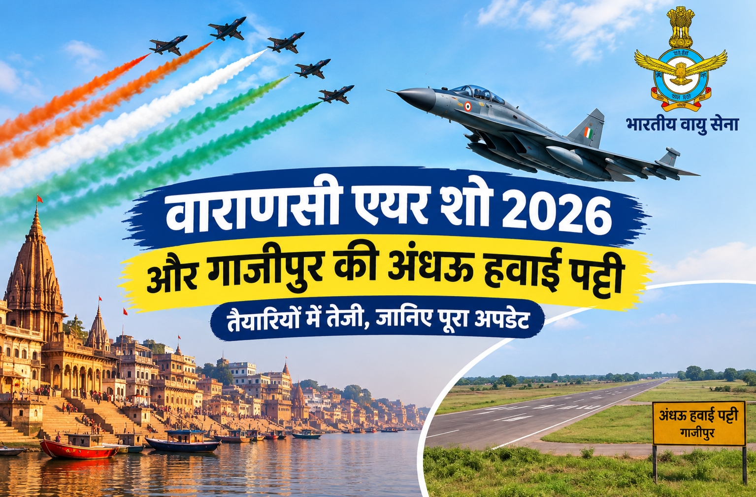 वाराणसी एयर शो 2026 और गाजीपुर की अंधऊ हवाई पट्टी.